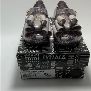 Silver Glitter mini Melissa size 7